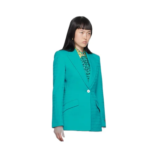 Crocodile-Effect Single-Breasted Blazer
