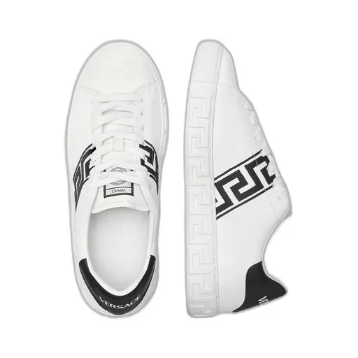 Greca Embroidered Lace-Up Sneakers