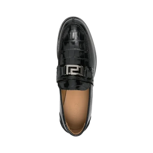 Greca Embossed Round-Toe Loafers