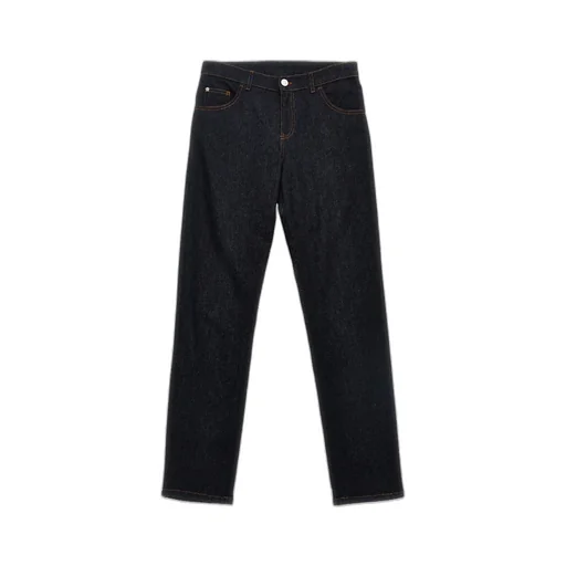 Medusa-Plaque Straight-Leg Slim-Cut Jeans