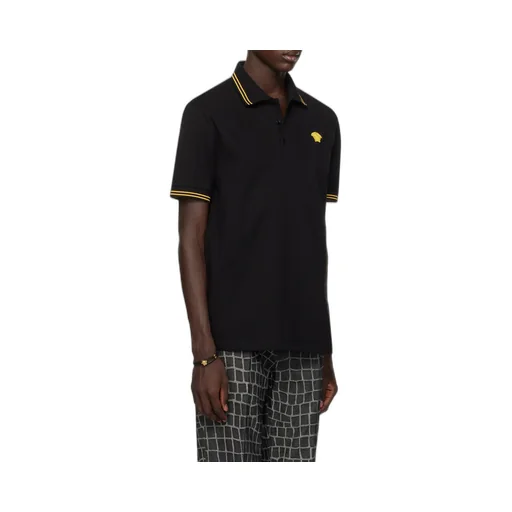 Medusa-Embroidered Short-Sleeved Polo Shirt