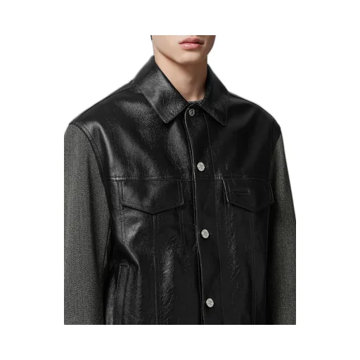 Logo-Patch Panelled Buttoned Jacket