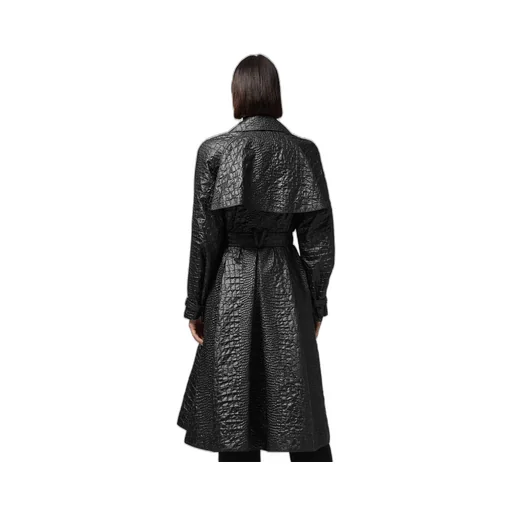 Embossed Belted Trench Coat