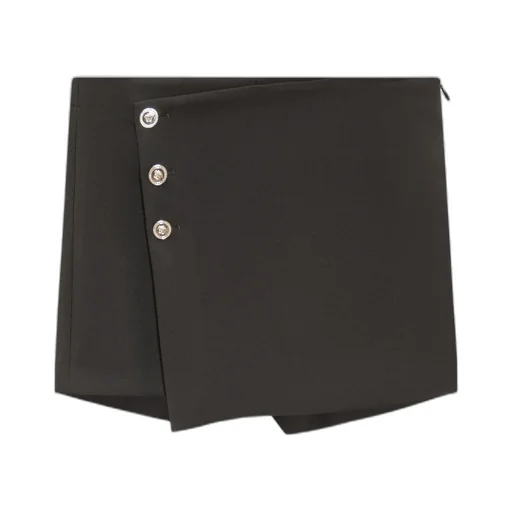 Medusa High-Waist Button-Detailed Shorts