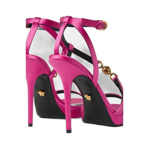 Medusa Embellished Satin Sandals