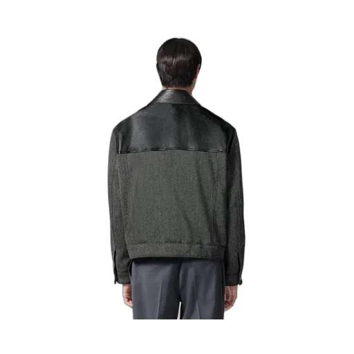 Logo-Patch Panelled Buttoned Jacket