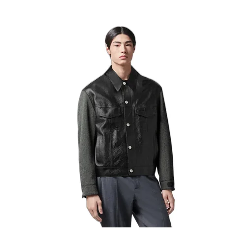 Logo-Patch Panelled Buttoned Jacket