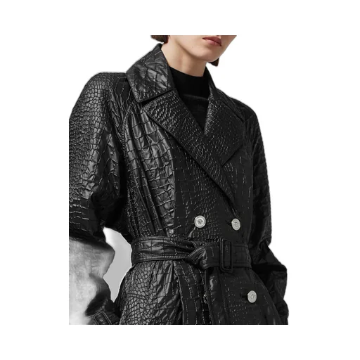 Embossed Belted Trench Coat