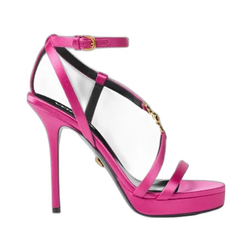 Medusa Embellished Satin Sandals