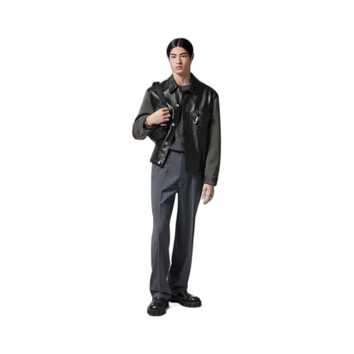 Logo-Patch Panelled Buttoned Jacket