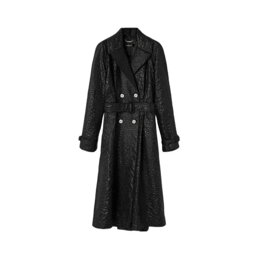 Embossed Belted Trench Coat