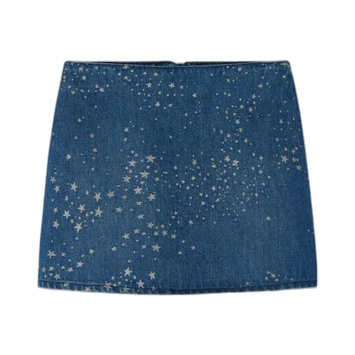 Star-Print Denim Miniskirt