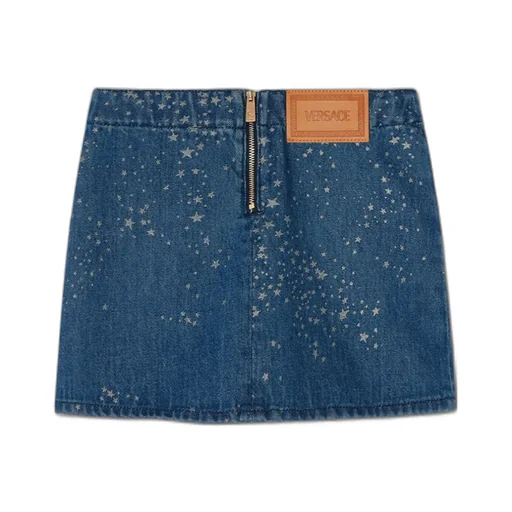 Star-Print Denim Miniskirt