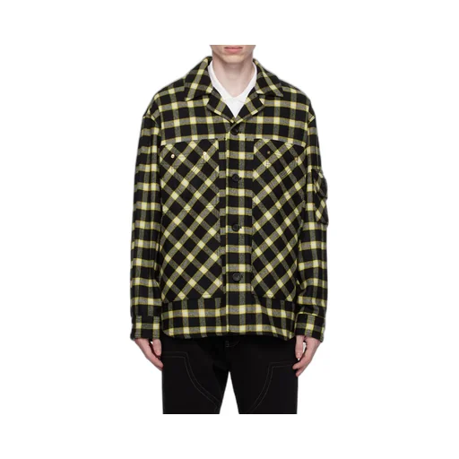 Long-Sleeved Button-Down Checked Shirt Jacket