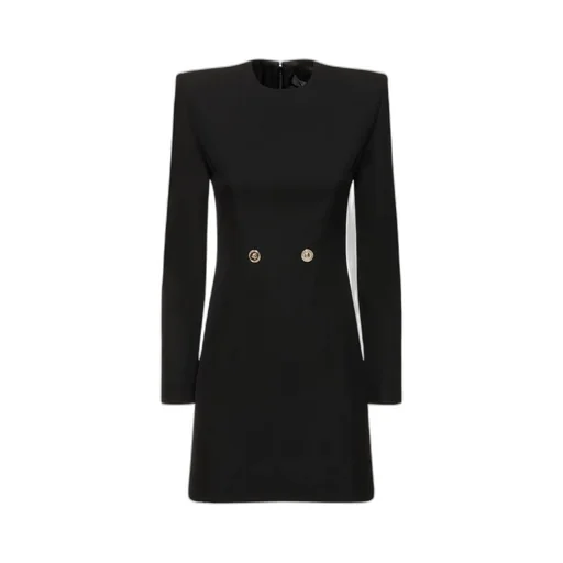 Button Detailed Long-Sleeved Dress