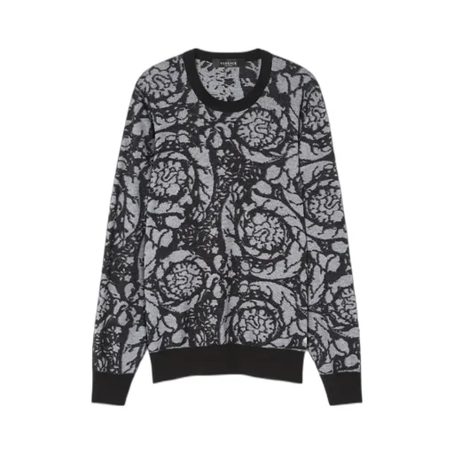 Baroque Motif Crewneck Knitted Jumper