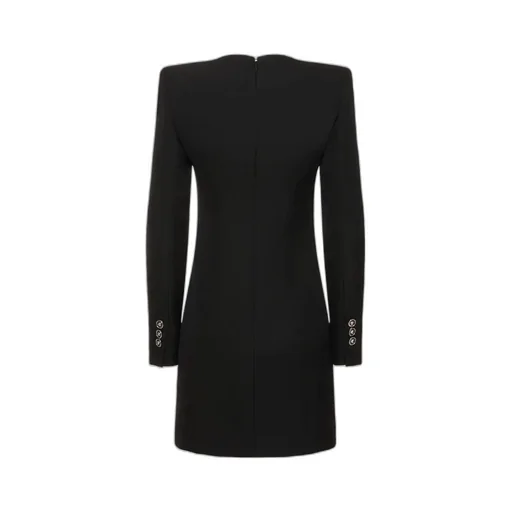 Button Detailed Long-Sleeved Dress