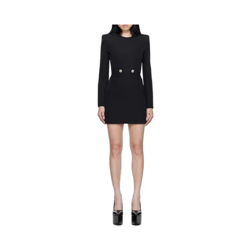 Button Detailed Long-Sleeved Dress