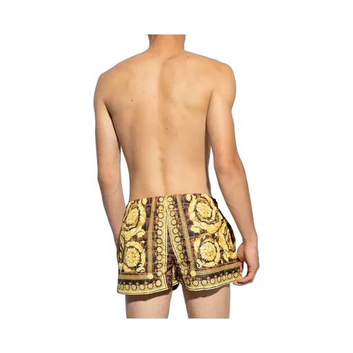 Pattern-Printed Drawstring Swim Shorts