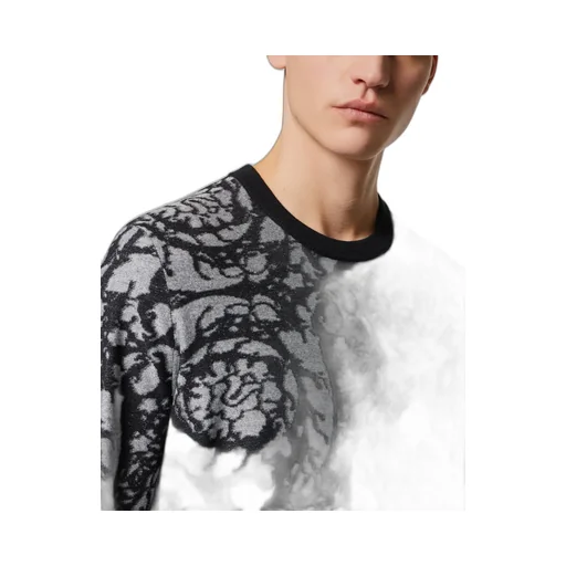 Baroque Motif Crewneck Knitted Jumper