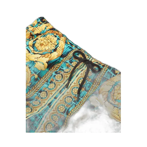 Pattern-Printed Drawstring Swim Shorts