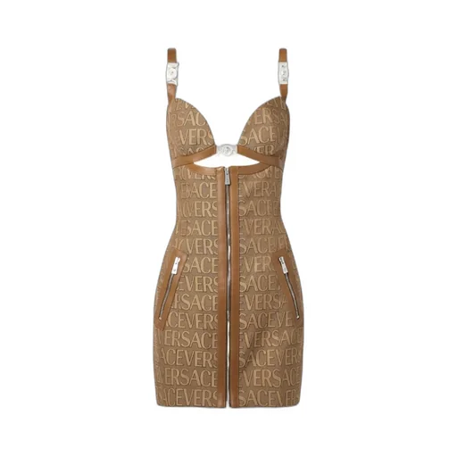 Cut-Out Jacquard Sleeveless Mini Dress