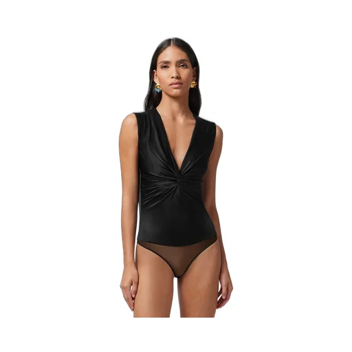 Knotted V-Neck Sleeveless Bodysuit