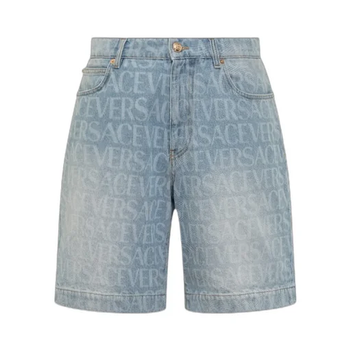 Logo Printed Denim Shorts