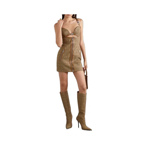 Cut-Out Jacquard Sleeveless Mini Dress