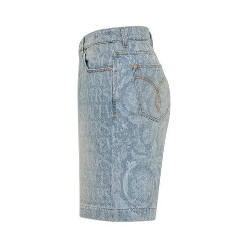 Logo Printed Denim Shorts