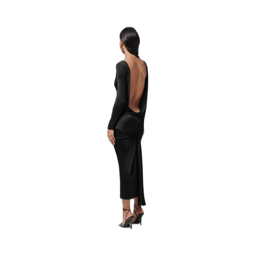X Dua Lipa Knot-Detailed Long-Sleeved Dress