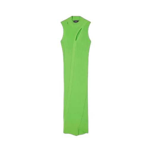 Cut-Out Detailed Sleeveless Knitted Midi Dress