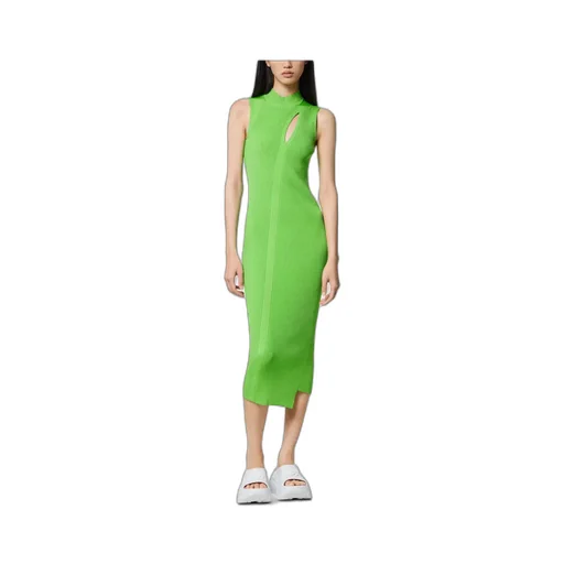 Cut-Out Detailed Sleeveless Knitted Midi Dress