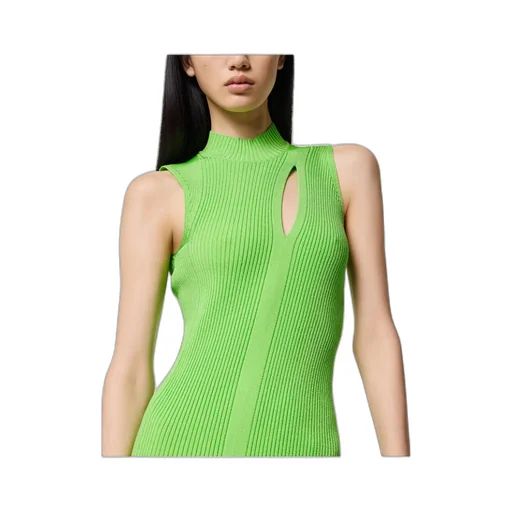 Cut-Out Detailed Sleeveless Knitted Midi Dress