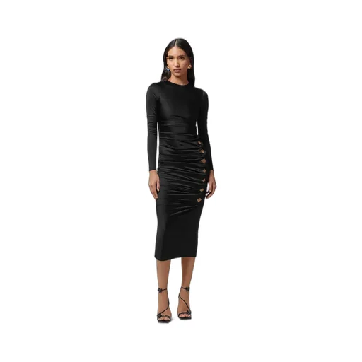 X Dua Lipa Cut Out Satin Midi Dress
