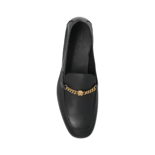 Medusa Chain Detailed Slip-On Loafers