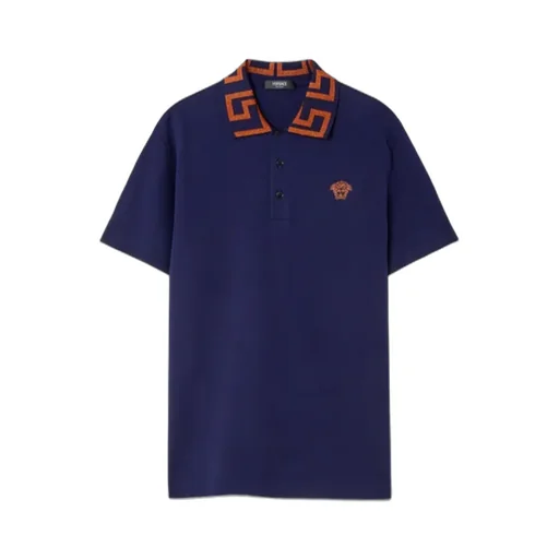 Greca Short-Sleeved Straight Hem Polo Shirt