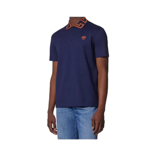 Greca Short-Sleeved Straight Hem Polo Shirt