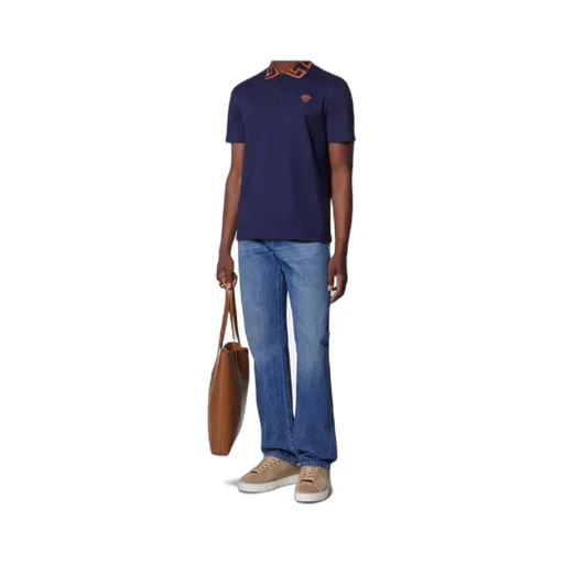 Greca Short-Sleeved Straight Hem Polo Shirt