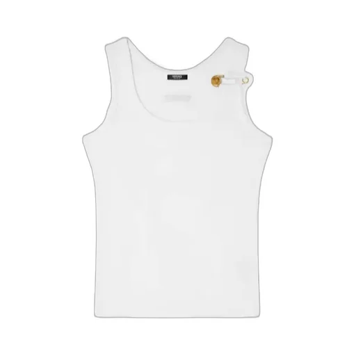 Safety-Pin Detailed Ribbed Top