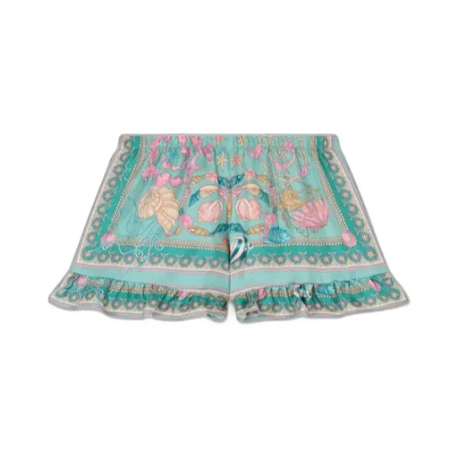 Graphic Printed Ruffled Shorts