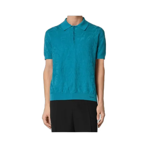 Barocco-Jacquard Short-Sleeved Polo Shirt