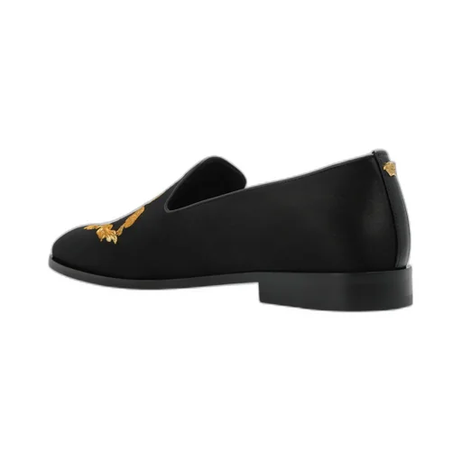 Medusa Head Embroidered Almond Toe Loafers