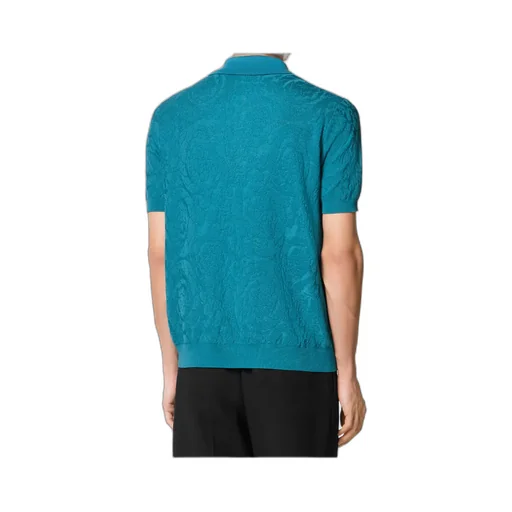 Barocco-Jacquard Short-Sleeved Polo Shirt