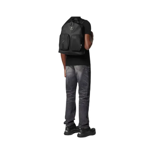 Medusa Head Motif Zipped Backpack