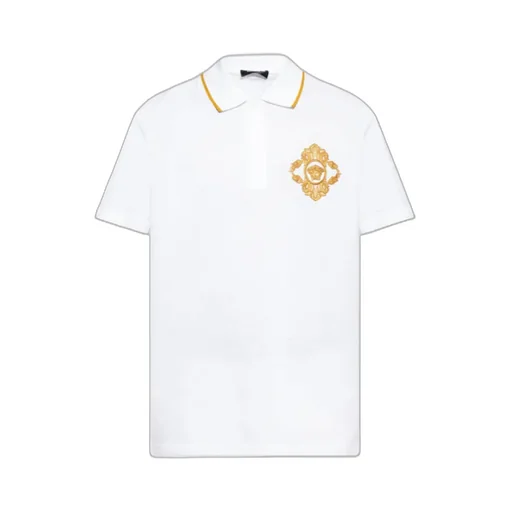 Medusa Head Embroidered Short-Sleeved Polo Shirt