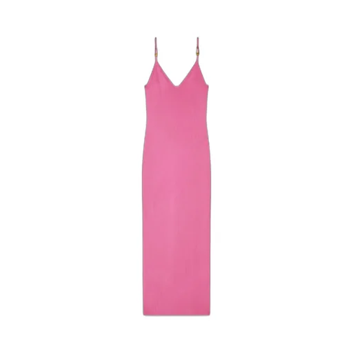 Safety-Pin Suspender Ribbed Midi Dress