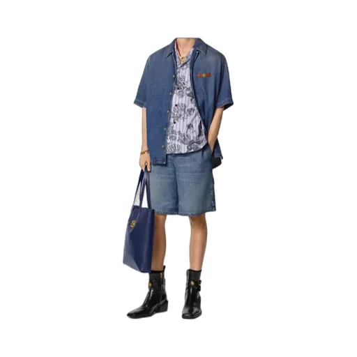 Elastic Waist Denim Shorts