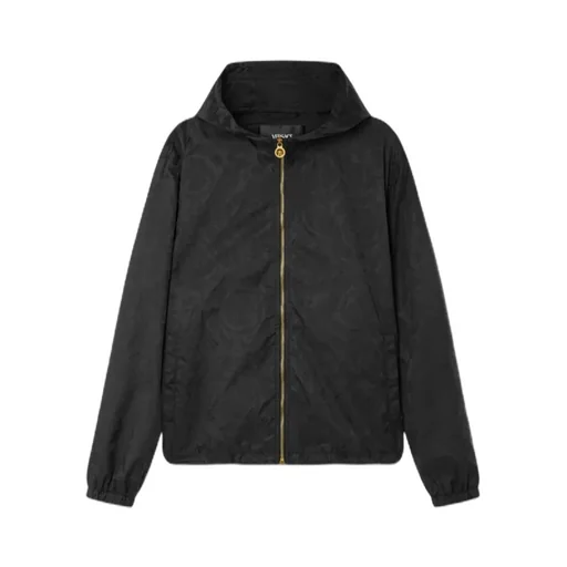 Barocco Pattern Zip-Up Hooded Jacket