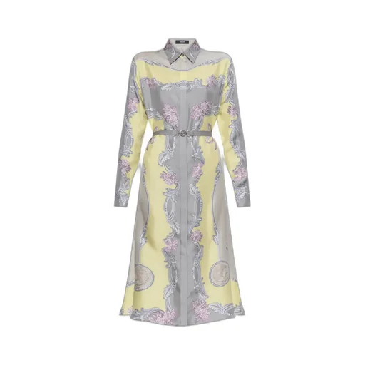 Barocco-Printed Belted Midi Dress